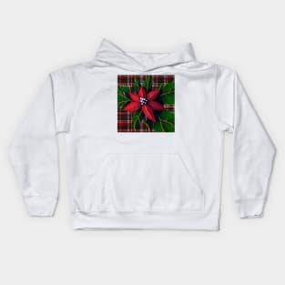 Poinsettia on Plaid Kids Hoodie